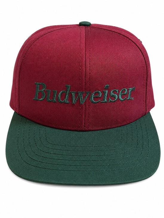 Budweiser Other - Vintage Budweiser Snapback Hat Burgundy Green Beer Promo Cap